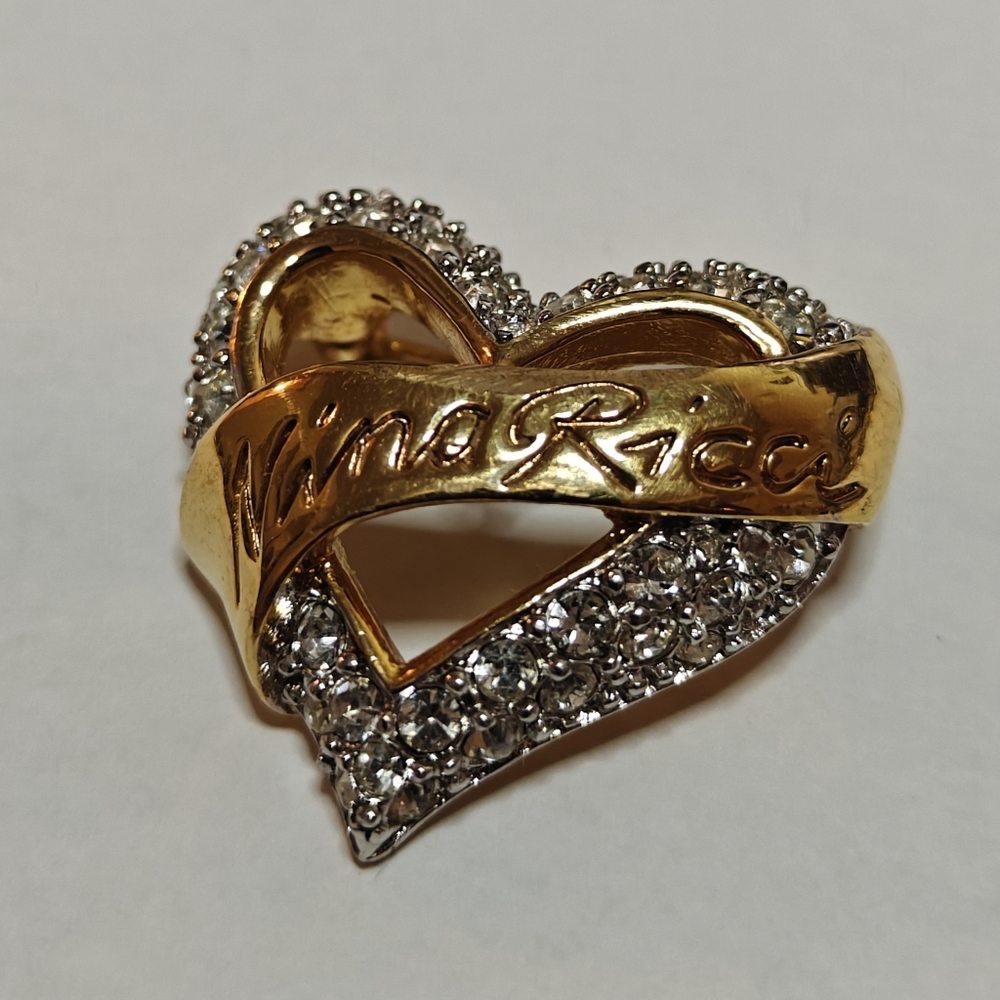 Nina Ricci Gold Plated Dazzling Crystal Heart Brooch